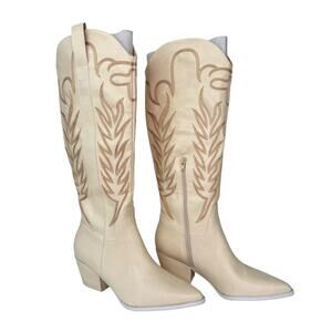 Oasis Society Women's Samara Embroidered Tall Cowboy Boot Off White Sz US 9